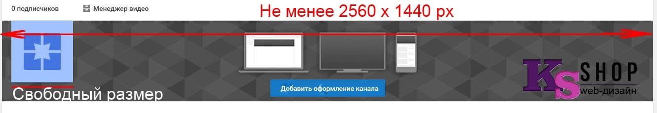 размеры шапки для youtube